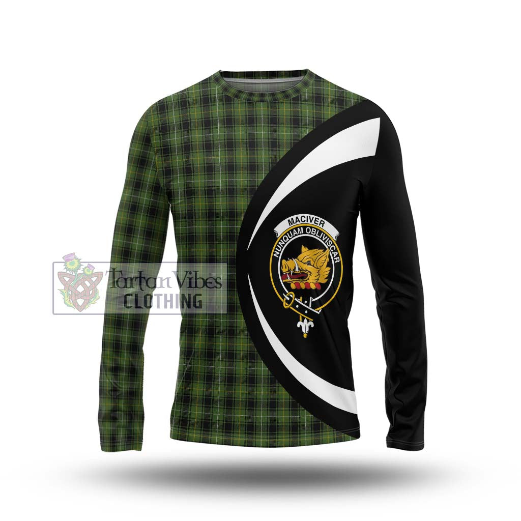 MacIver Hunting Tartan Long Sleeve T-Shirt with Family Crest Circle Style Unisex - Tartan Vibes Clothing