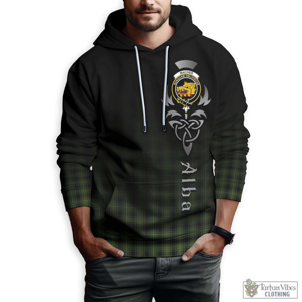 Tartan Vibes Clothing MacIver Hunting Tartan Hoodie Featuring Alba Gu Brath Family Crest Celtic Inspired