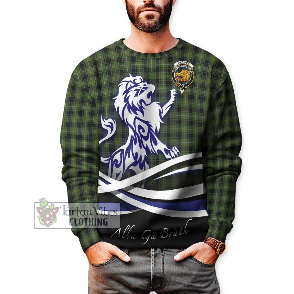 MacIver Hunting Tartan Sweatshirt with Alba Gu Brath Regal Lion Emblem Unisex - Tartanvibesclothing Shop