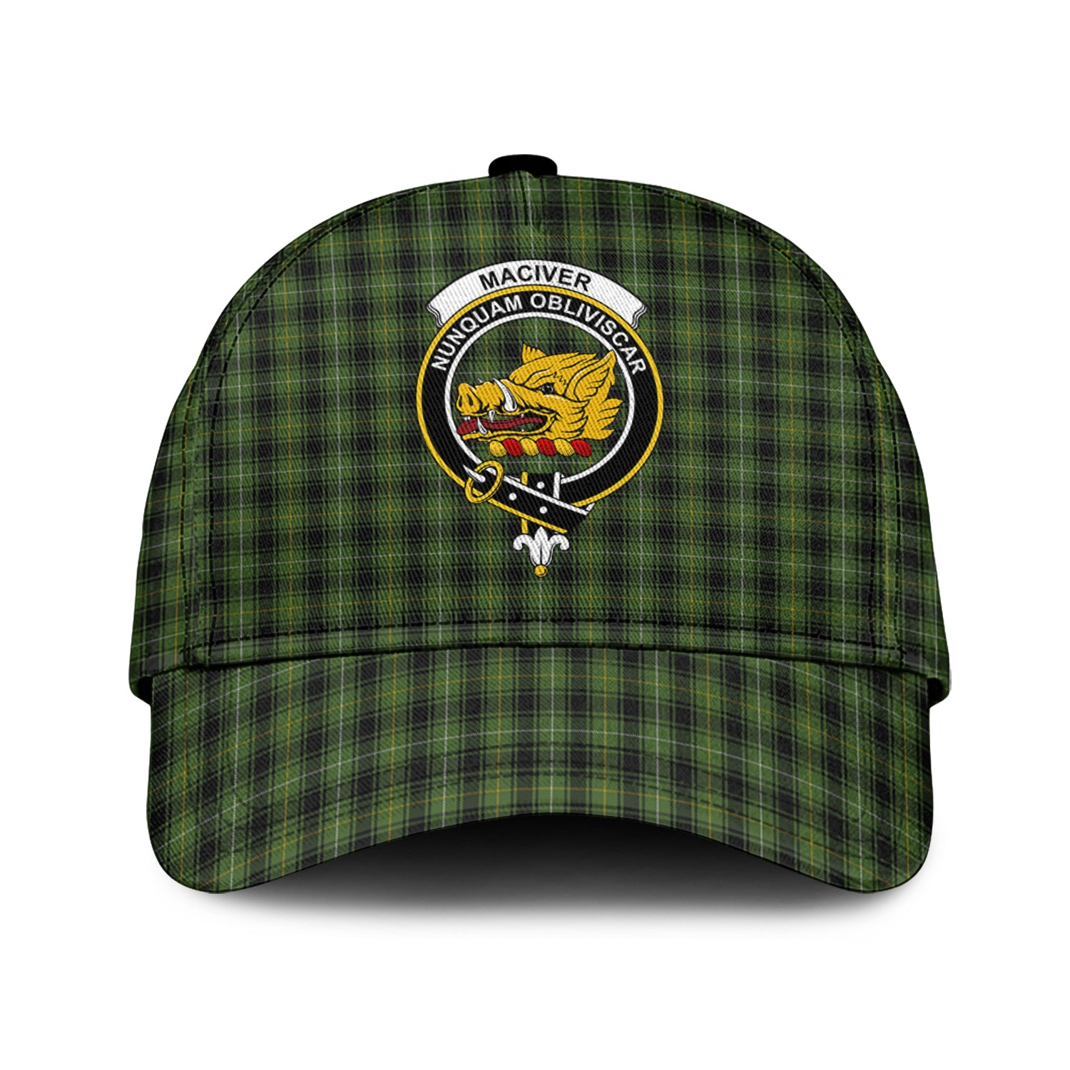 MacIver Hunting Tartan Classic Cap with Family Crest Classic Cap Universal Fit - Tartan Vibes Clothing