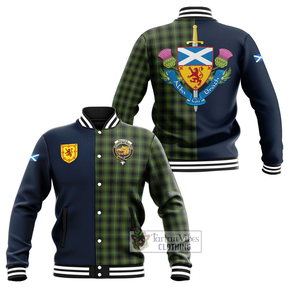 Tartan Vibes Clothing MacIver Hunting Tartan Baseball Jacket with Scottish Lion Royal Arm Half Style