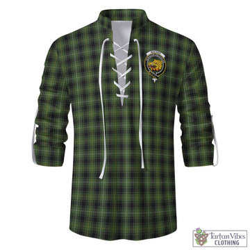 MacIver Hunting Tartan Men's Scottish Traditional Jacobite Ghillie Kilt Shirt with Family Crest