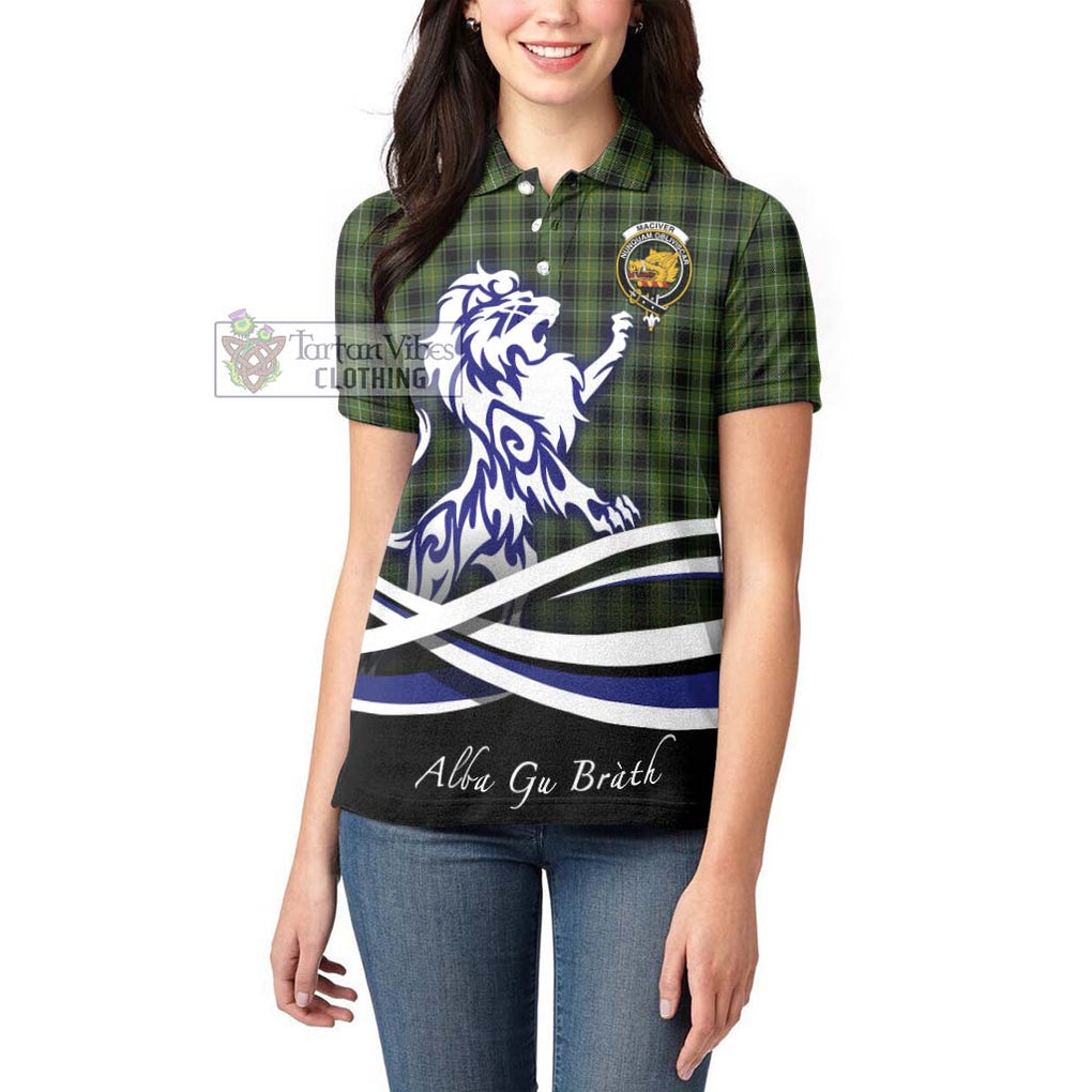 MacIver Hunting Tartan Women's Polo Shirt with Alba Gu Brath Regal Lion Emblem - Tartanvibesclothing Shop