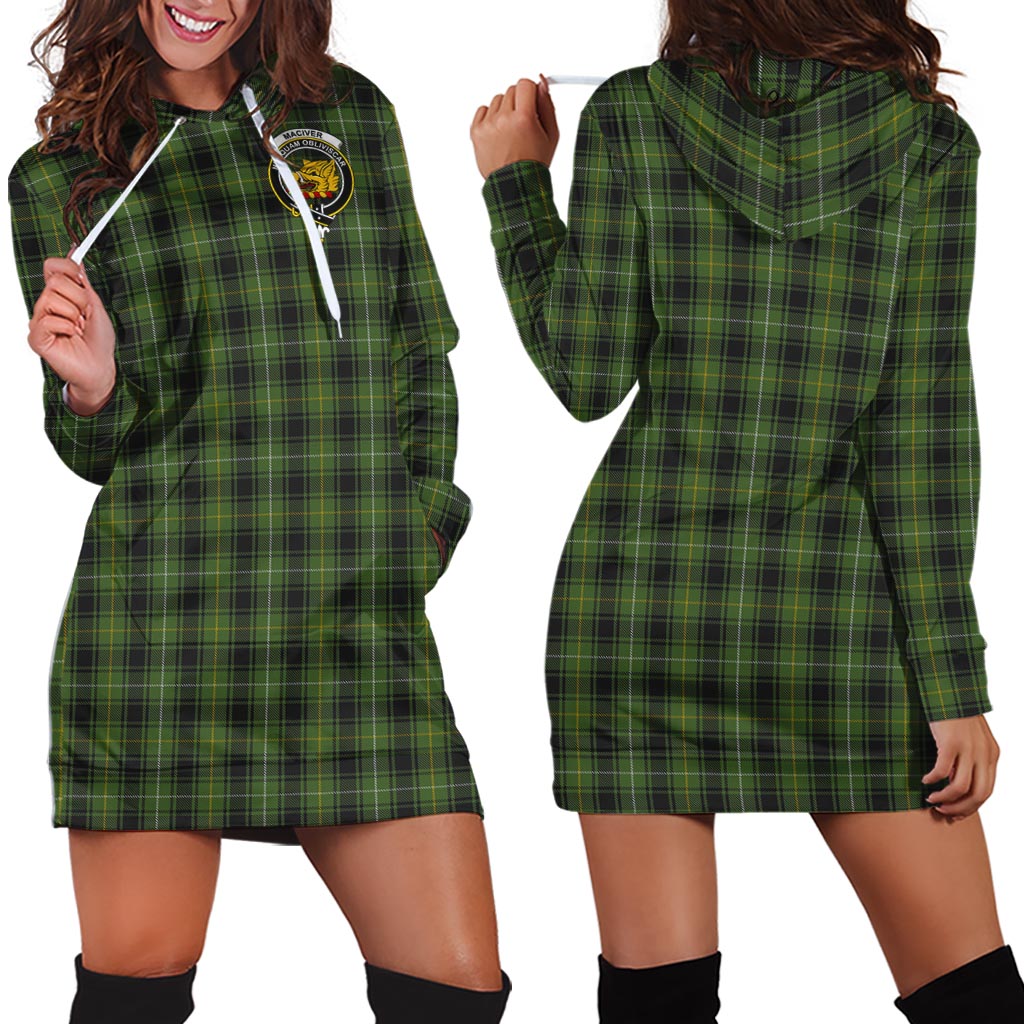 MacIver Hunting Tartan Hoodie Dress with Family Crest - Tartan Vibes Clothing