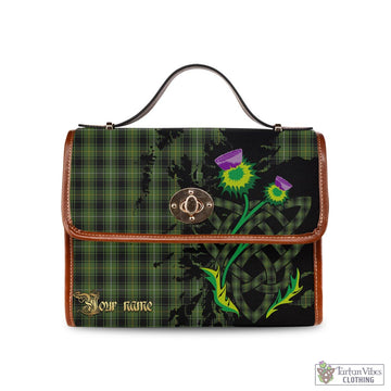 MacIver Hunting Tartan Waterproof Canvas Bag with Scotland Map and Thistle Celtic Accents