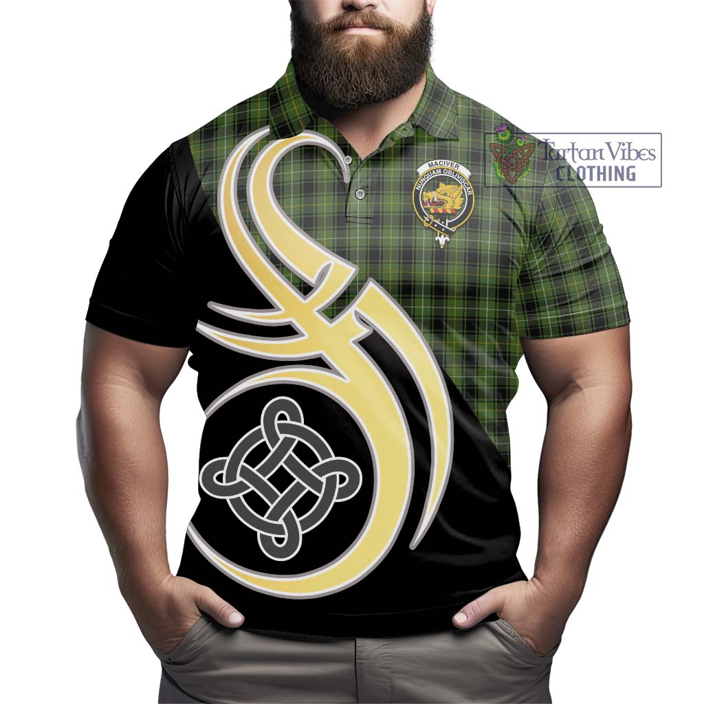 MacIver Hunting Tartan Polo Shirt with Family Crest and Celtic Symbol Style - Tartan Vibes Clothing