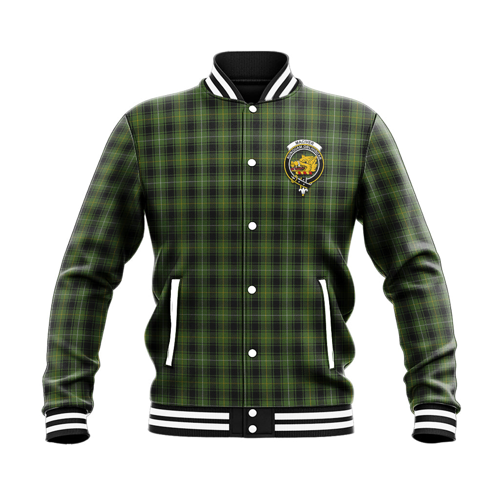 MacIver Hunting Tartan Baseball Jacket with Family Crest - Tartan Vibes Clothing