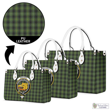 MacIver Hunting Tartan Luxury Leather Handbags with Family Crest