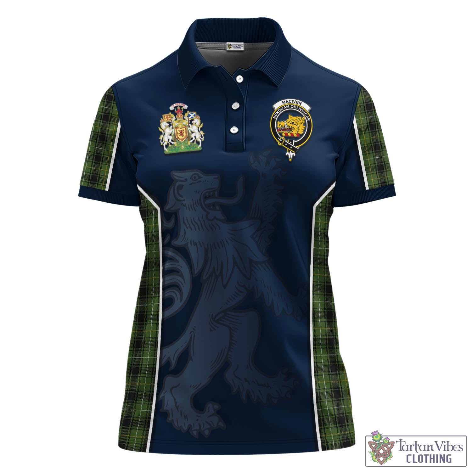 MacIver Hunting Tartan Women's Polo Shirt with Family Crest and Lion Rampant Vibes Sport Style - Tartan Vibes Clothing