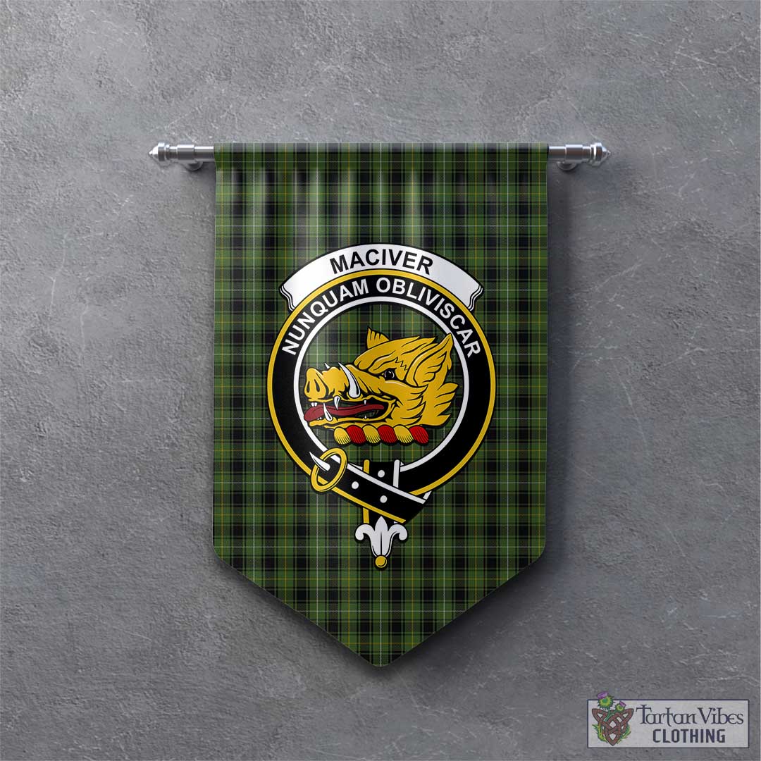 Tartan Vibes Clothing MacIver Hunting Tartan Gonfalon, Tartan Banner with Family Crest