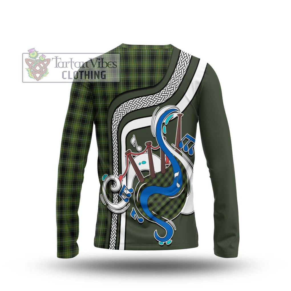 Tartan Vibes Clothing MacIver Hunting Tartan Long Sleeve T-Shirt with Epic Bagpipe Style