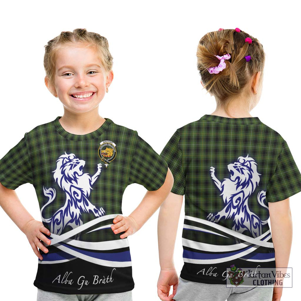 MacIver Hunting Tartan Kid T-Shirt with Alba Gu Brath Regal Lion Emblem - Tartanvibesclothing Shop