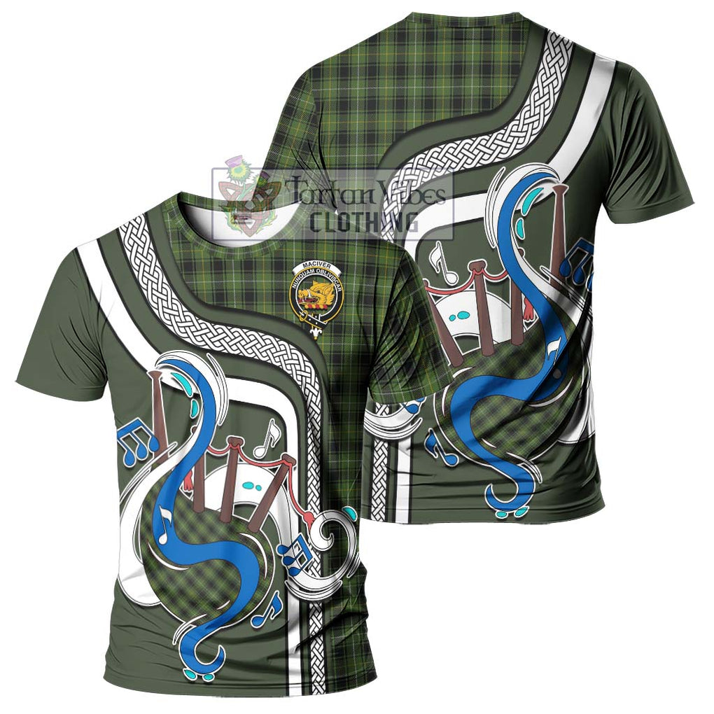 MacIver Hunting Tartan T-Shirt with Epic Bagpipe Style - Tartanvibesclothing Shop