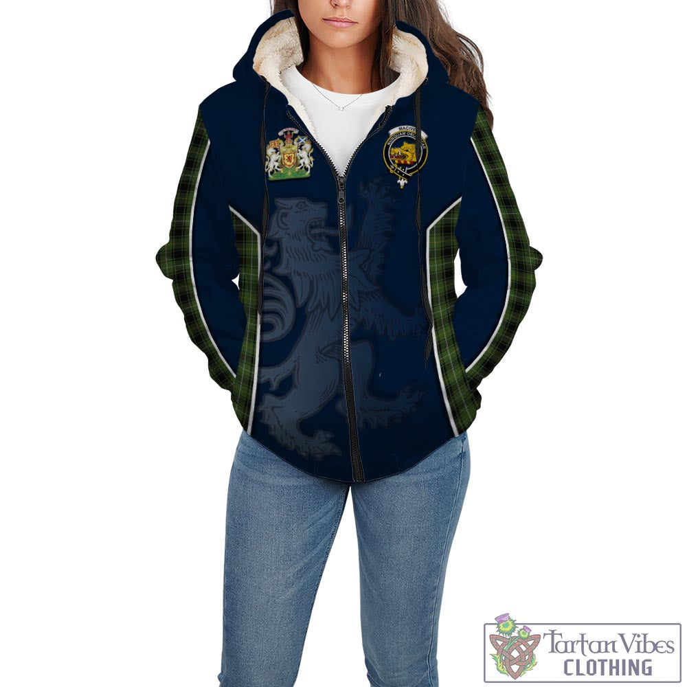 Tartan Vibes Clothing MacIver Hunting Tartan Sherpa Hoodie with Family Crest and Lion Rampant Vibes Sport Style