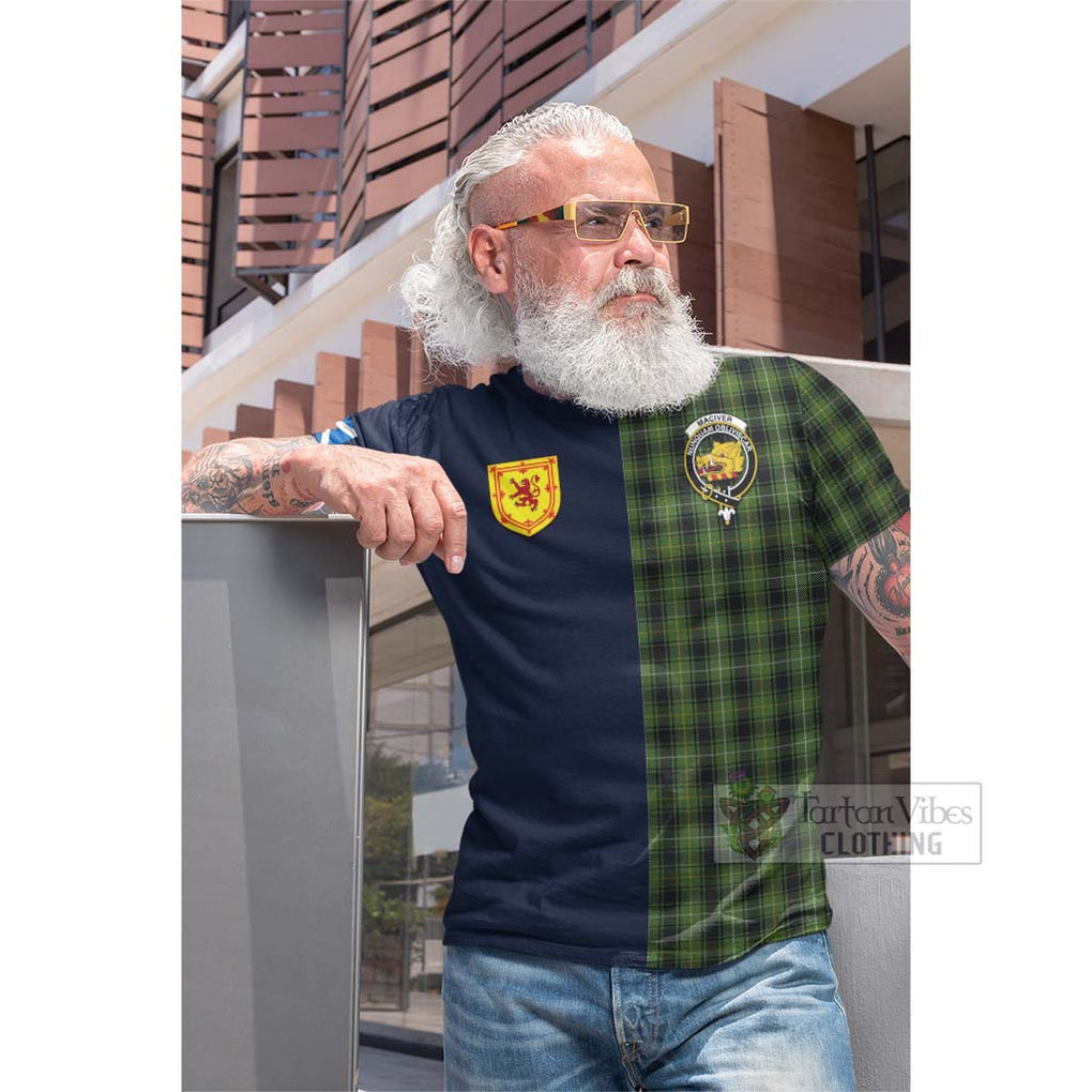 Tartan Vibes Clothing MacIver Hunting Tartan Cotton T-shirt with Scottish Lion Royal Arm Half Style