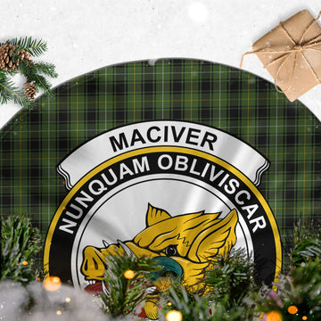 MacIver Hunting Tartan Christmas Tree Skirt with Family Crest