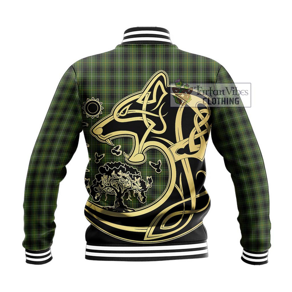 MacIver Hunting Tartan Baseball Jacket with Family Crest Celtic Wolf Style - Tartan Vibes Clothing