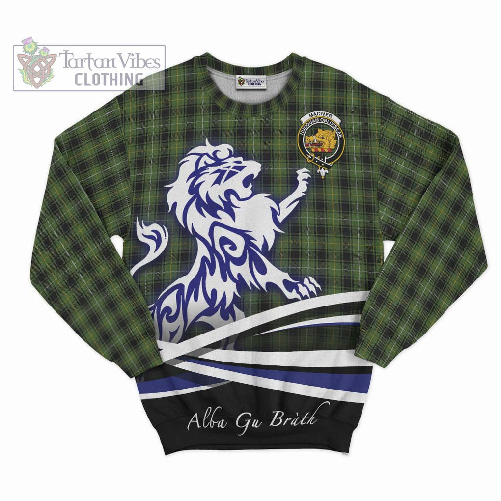 MacIver Hunting Tartan Sweatshirt with Alba Gu Brath Regal Lion Emblem - Tartanvibesclothing Shop