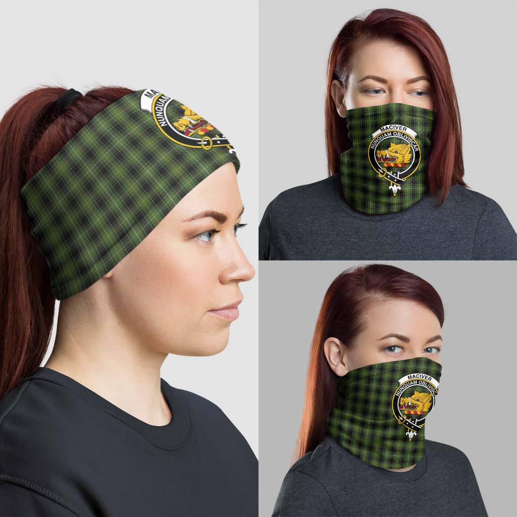 MacIver Hunting Tartan Neck Gaiters, Tartan Bandanas, Tartan Head Band with Family Crest