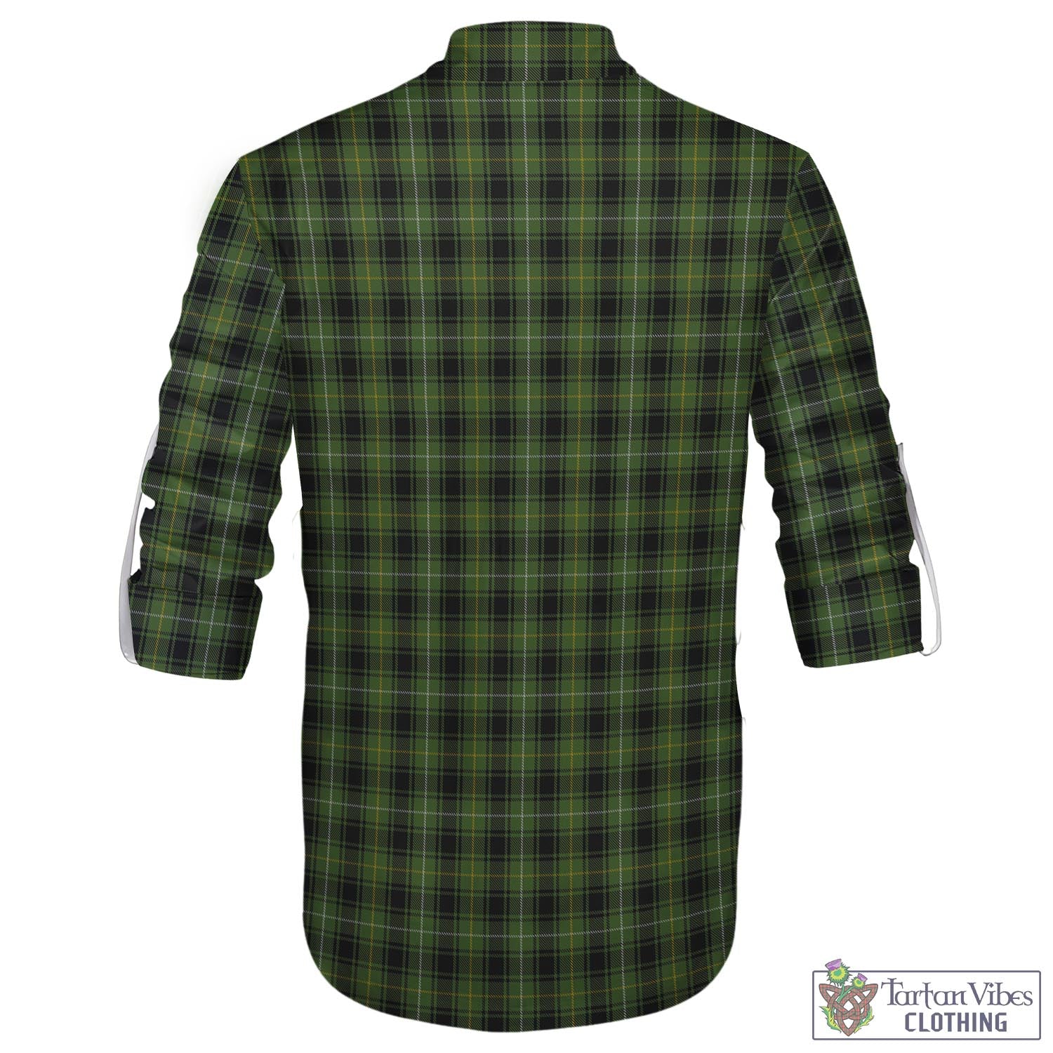 Tartan Vibes Clothing MacIver Hunting Tartan Men's Scottish Traditional Jacobite Ghillie Kilt Shirt with Family Crest