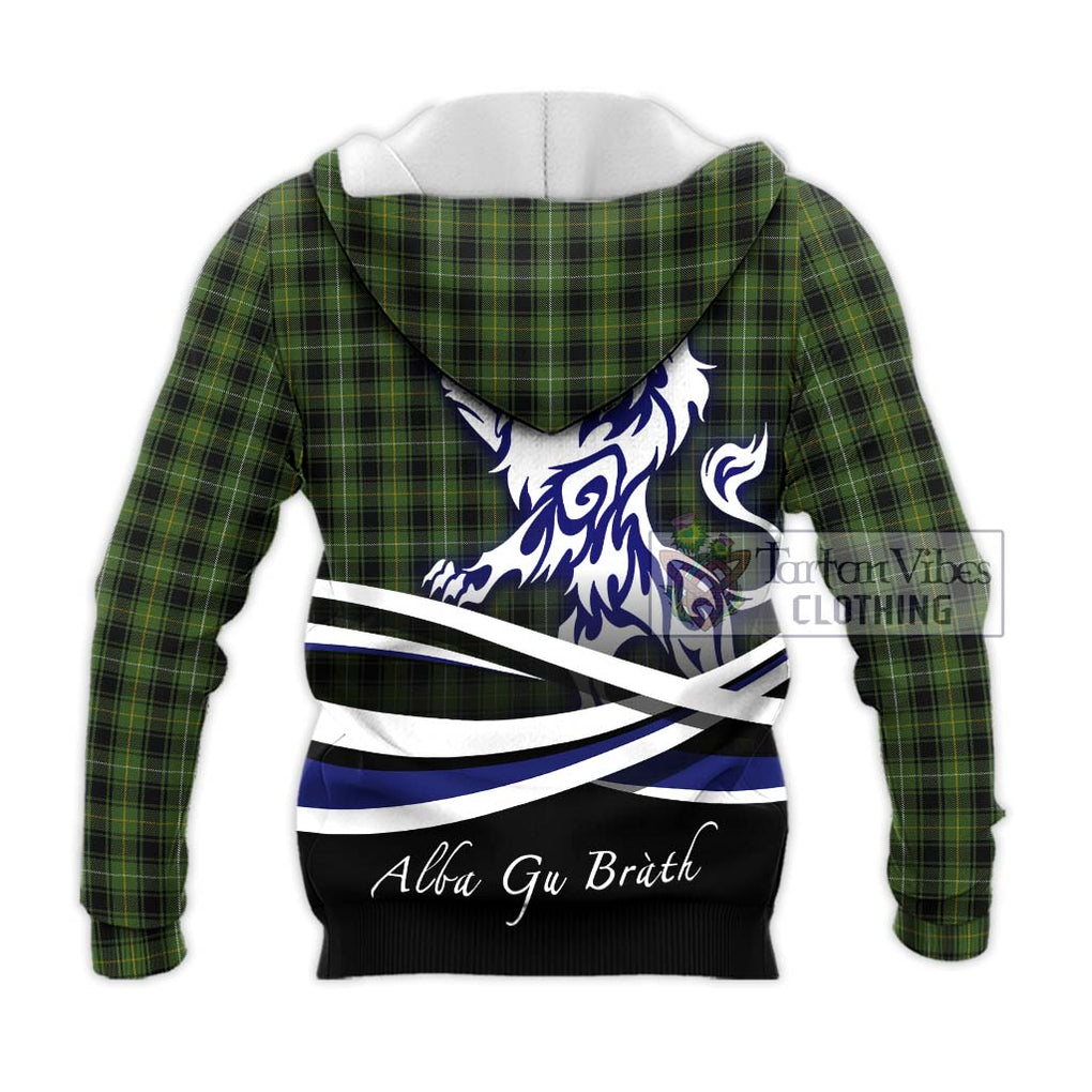 MacIver Hunting Tartan Knitted Hoodie with Alba Gu Brath Regal Lion Emblem - Tartanvibesclothing Shop