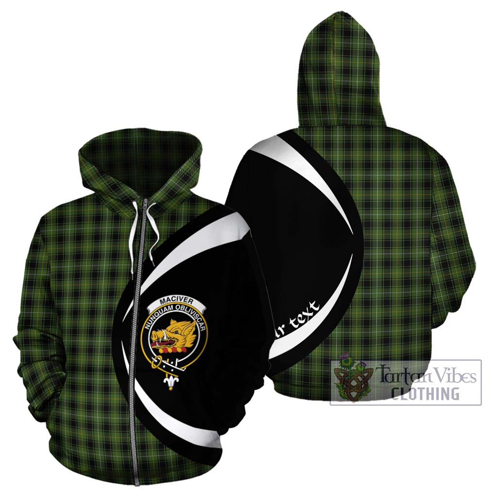 Tartan Vibes Clothing MacIver Hunting Tartan Hoodie with Family Crest Circle Style