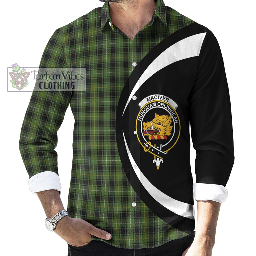 MacIver Hunting Tartan Long Sleeve Button Up with Family Crest Circle Style - Tartan Vibes Clothing