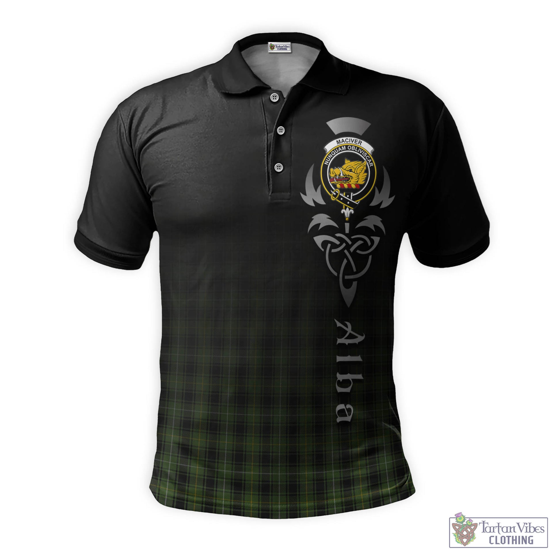 Tartan Vibes Clothing MacIver Hunting Tartan Polo Shirt Featuring Alba Gu Brath Family Crest Celtic Inspired