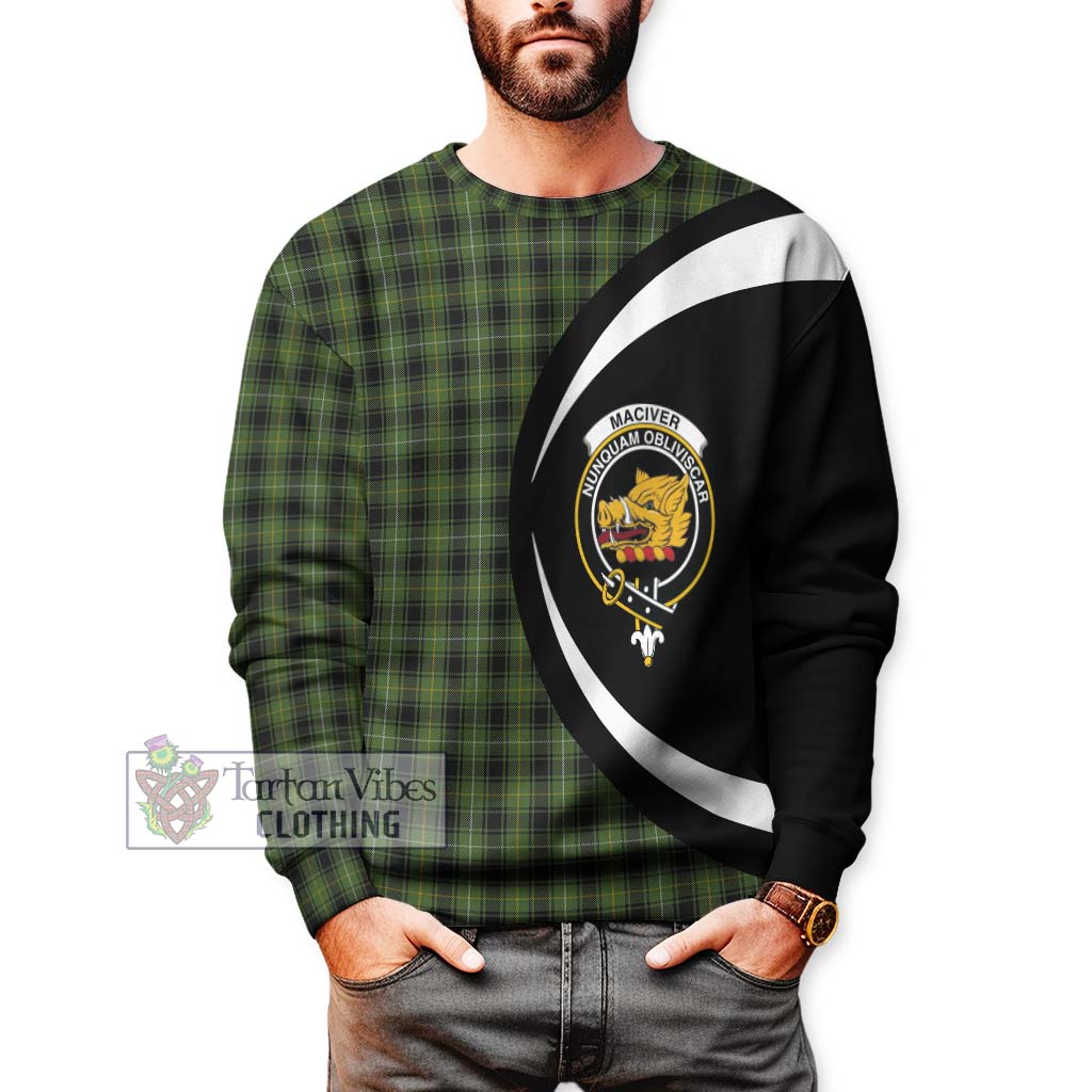 MacIver Hunting Tartan Sweatshirt with Family Crest Circle Style - Tartan Vibes Clothing