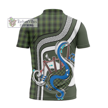 MacIver Hunting Tartan Zipper Polo Shirt with Epic Bagpipe Style