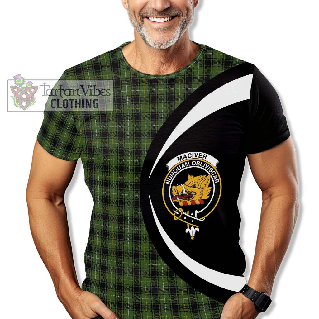 Tartan Vibes Clothing MacIver Hunting Tartan T-Shirt with Family Crest Circle Style