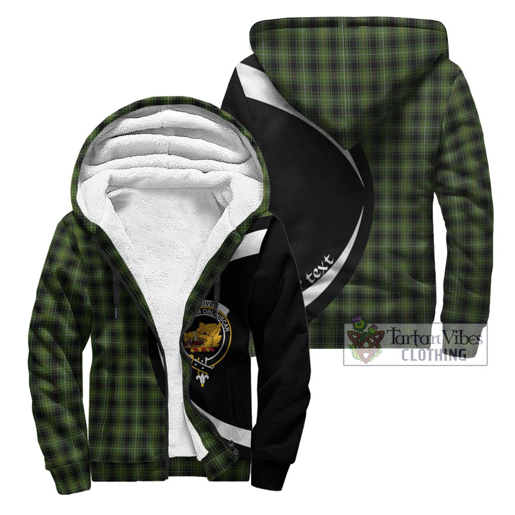 MacIver Hunting Tartan Sherpa Hoodie with Family Crest Circle Style Unisex - Tartan Vibes Clothing