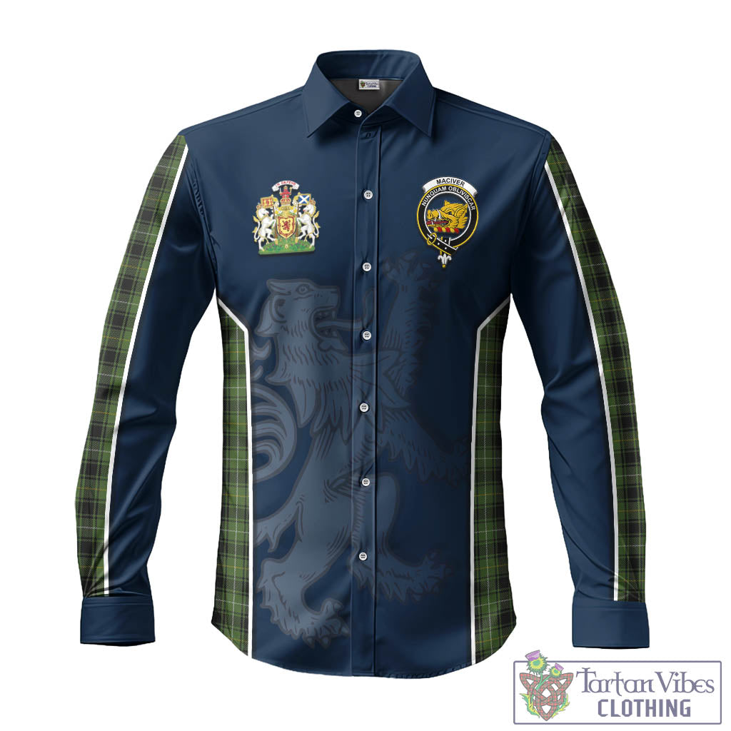 Tartan Vibes Clothing MacIver Hunting Tartan Long Sleeve Button Up Shirt with Family Crest and Lion Rampant Vibes Sport Style