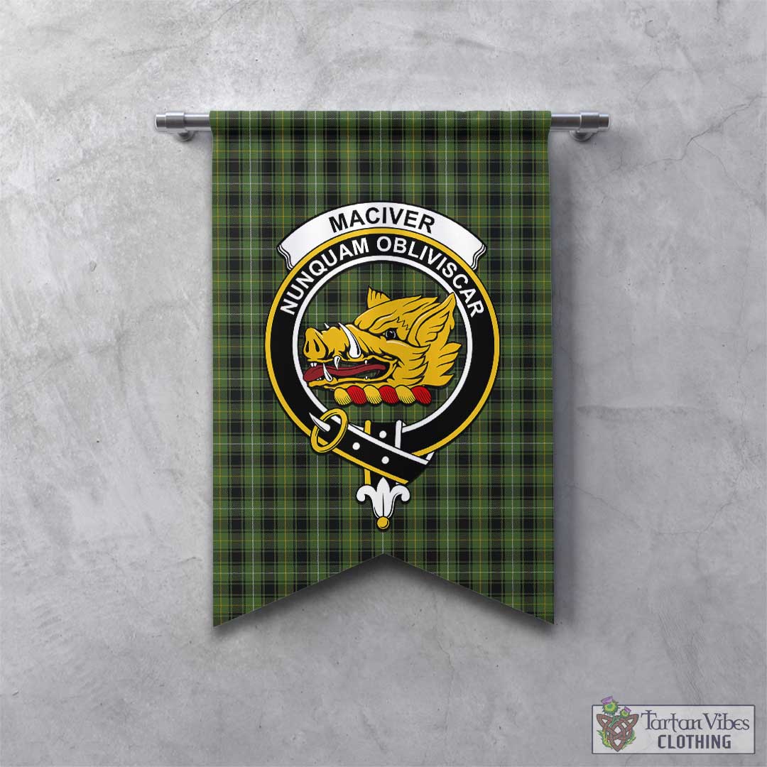 Tartan Vibes Clothing MacIver Hunting Tartan Gonfalon, Tartan Banner with Family Crest