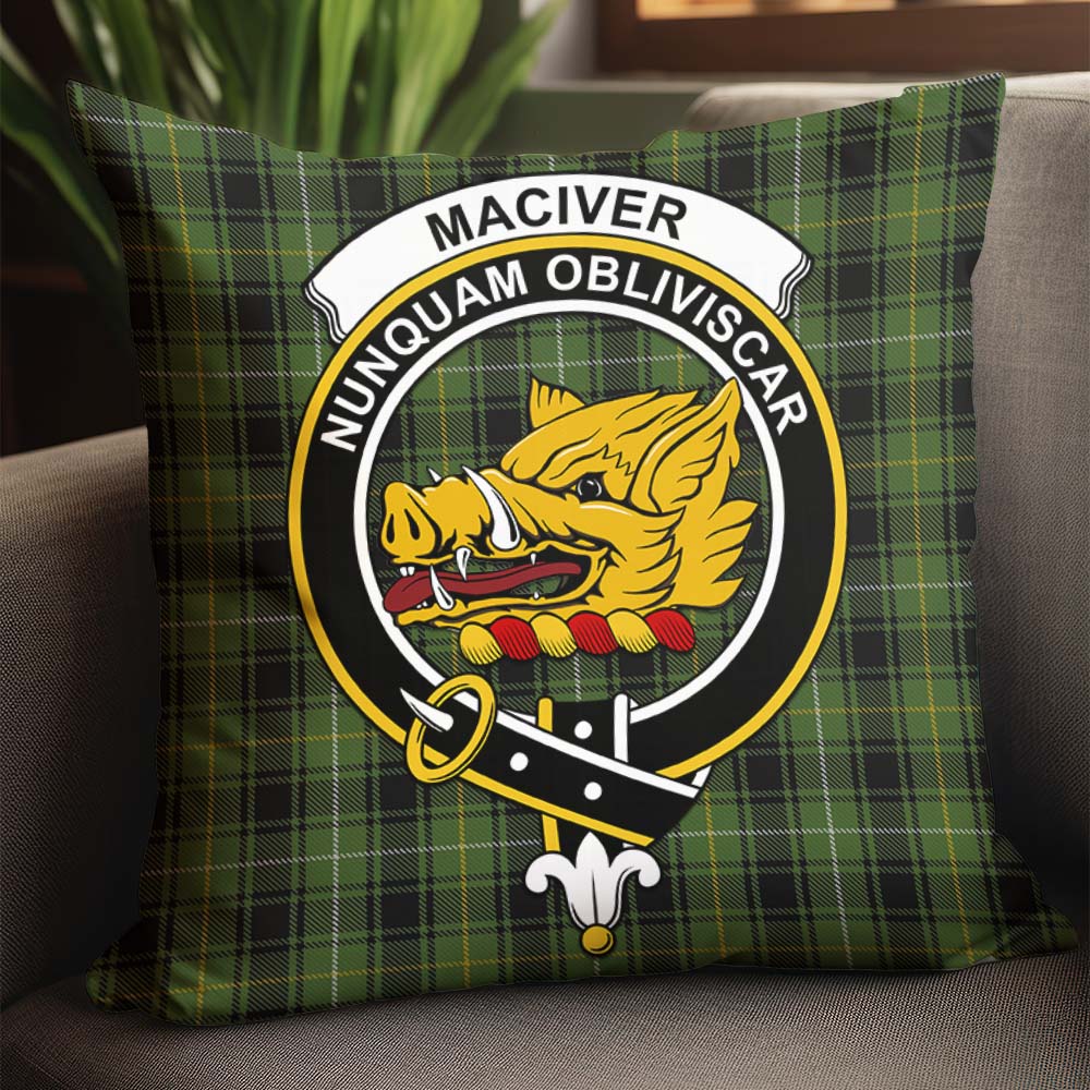 MacIver Hunting Tartan Pillow Cover with Family Crest - Tartanvibesclothing