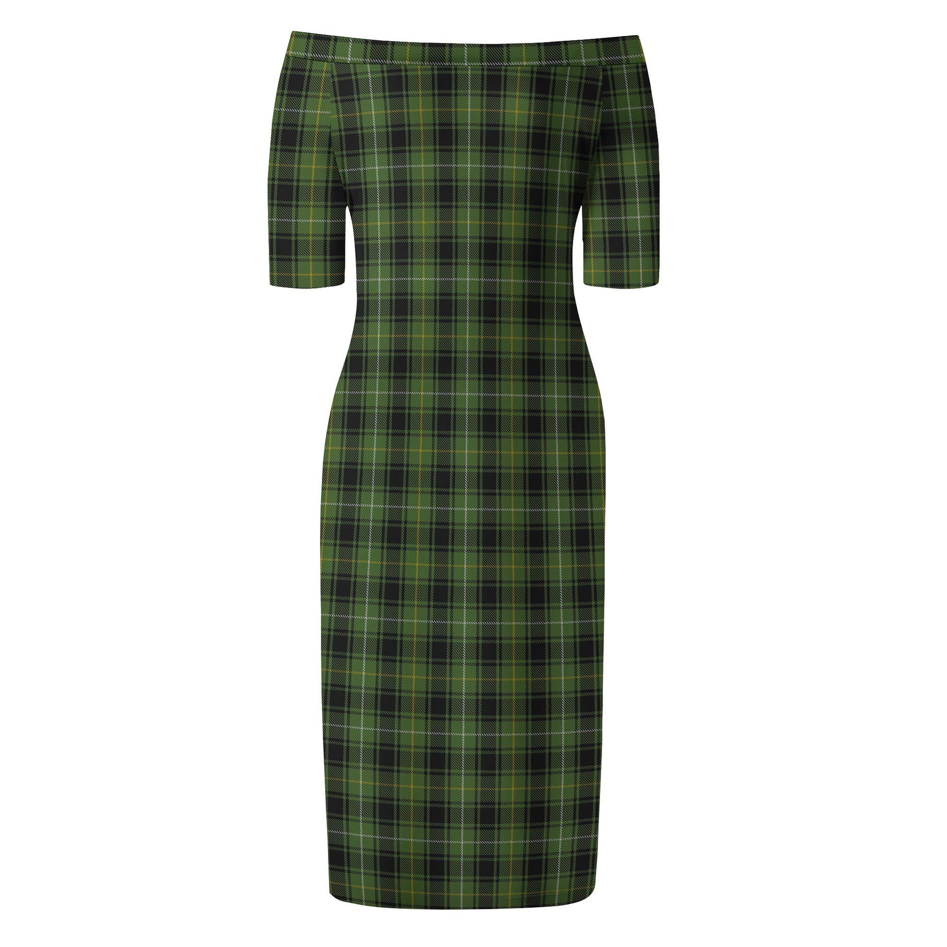 MacIver Hunting Tartan Off Shoulder Lady Dress - Tartanvibesclothing