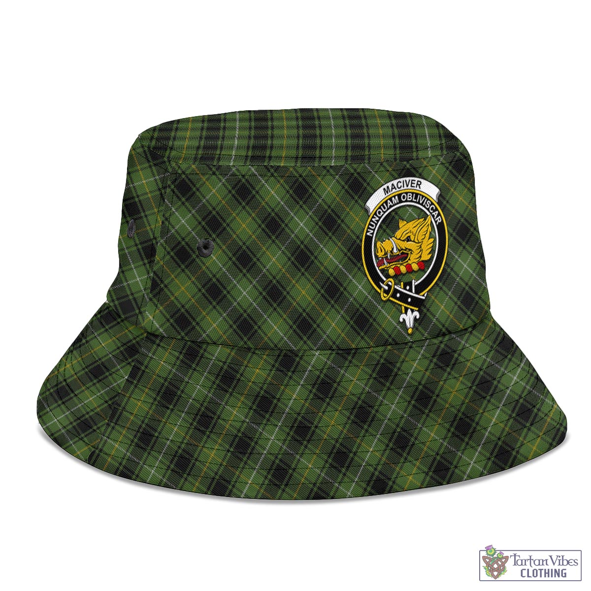 Tartan Vibes Clothing MacIver Hunting Tartan Bucket Hat with Family Crest