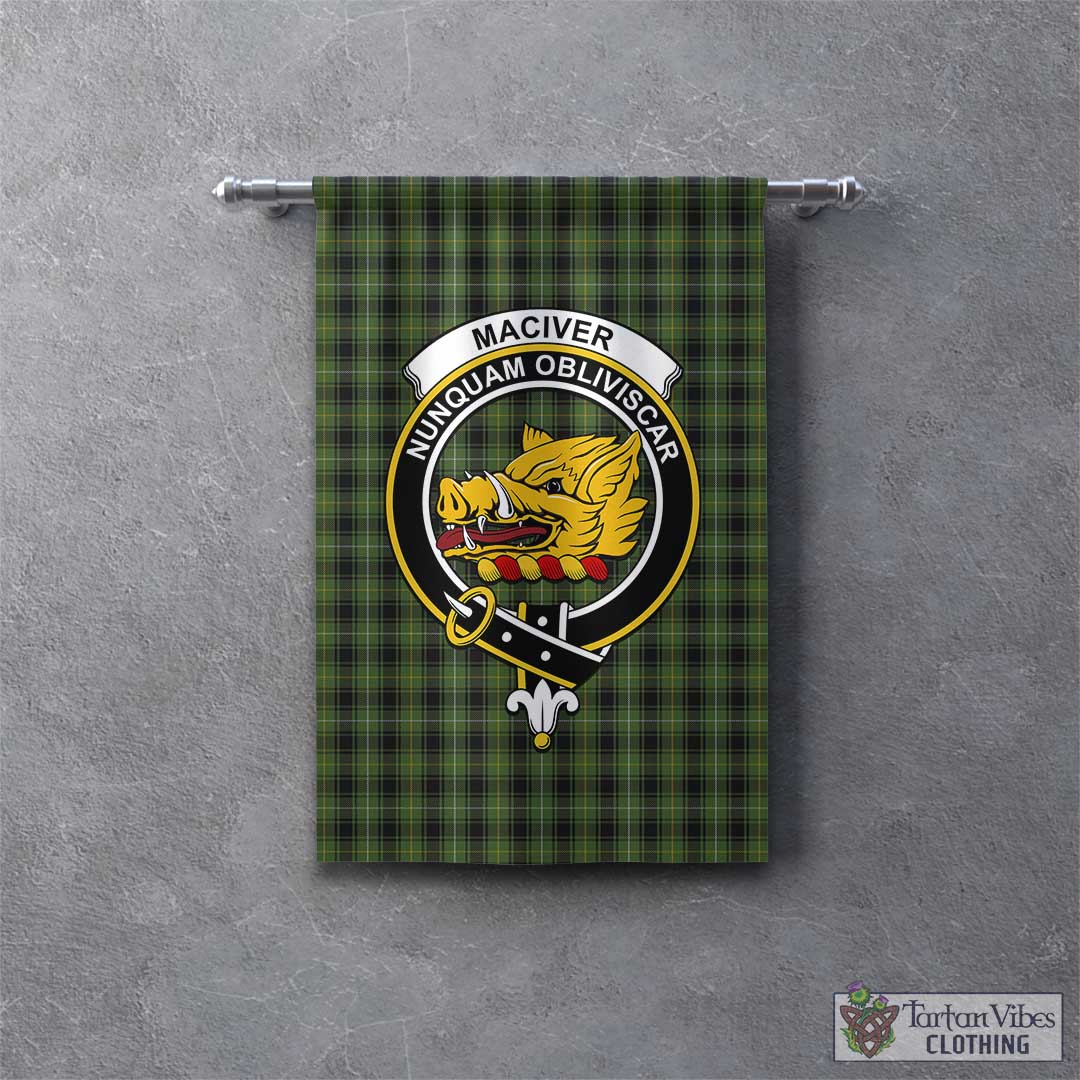 Tartan Vibes Clothing MacIver Hunting Tartan Gonfalon, Tartan Banner with Family Crest