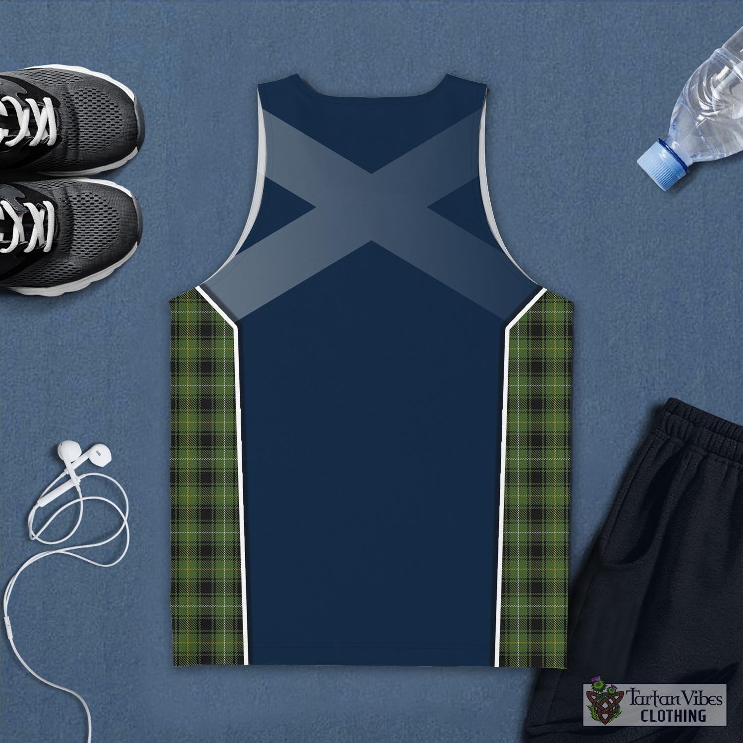 Tartan Vibes Clothing MacIver Hunting Tartan Men's Tanks Top with Family Crest and Scottish Thistle Vibes Sport Style