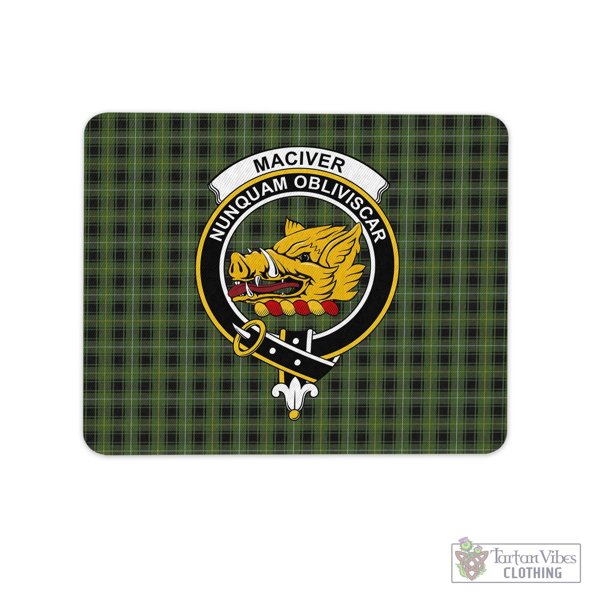 Tartan Vibes Clothing MacIver Hunting Tartan Mouse Pad with Family Crest