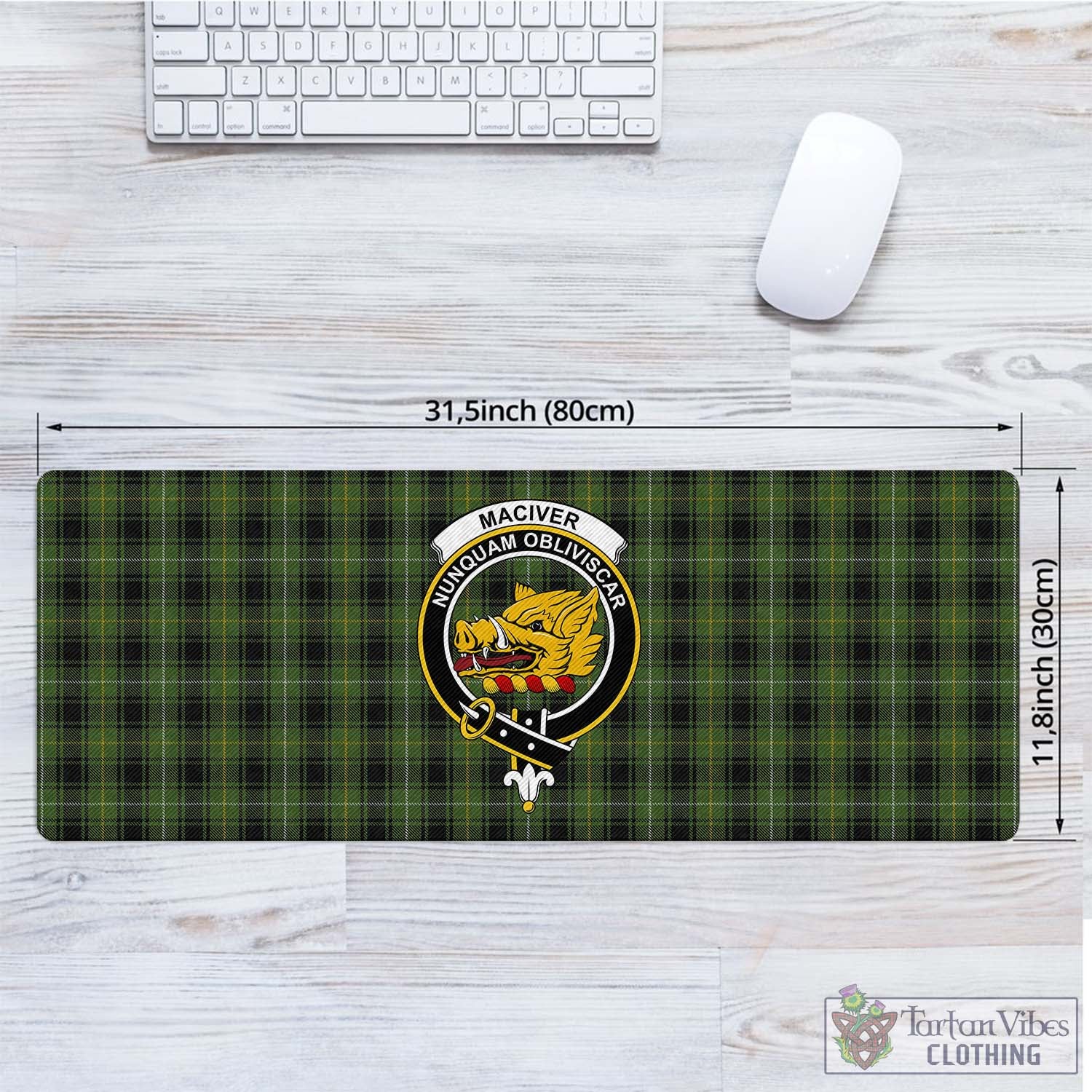 Tartan Vibes Clothing MacIver Hunting Tartan Mouse Pad with Family Crest