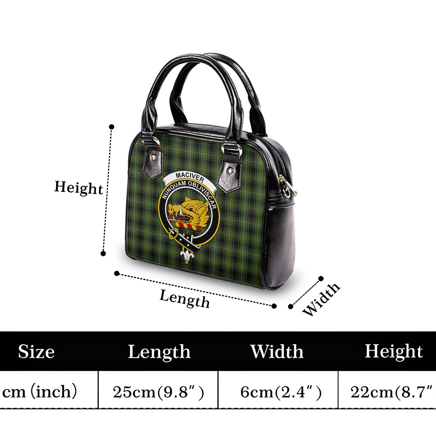 MacIver Hunting Tartan Shoulder Handbags with Family Crest - Tartanvibesclothing