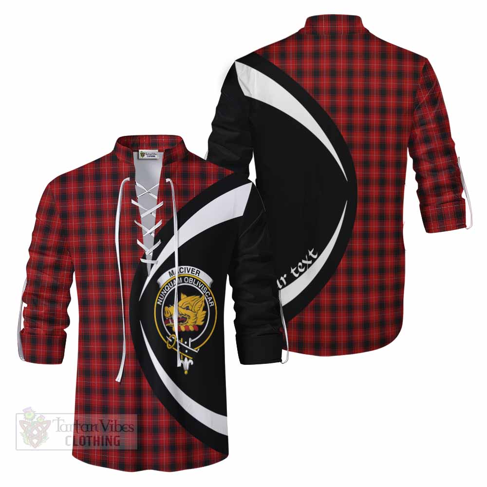 MacIver (McIver) Tartan Ghillie Kilt Shirt with Family Crest Circle Style Men - Tartan Vibes Clothing