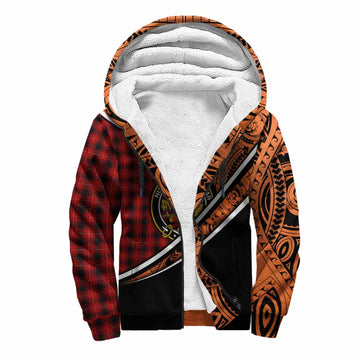 MacIver (McIver) Crest Tartan Sherpa Hoodie with Polynesian Vibes Style - Orange Version