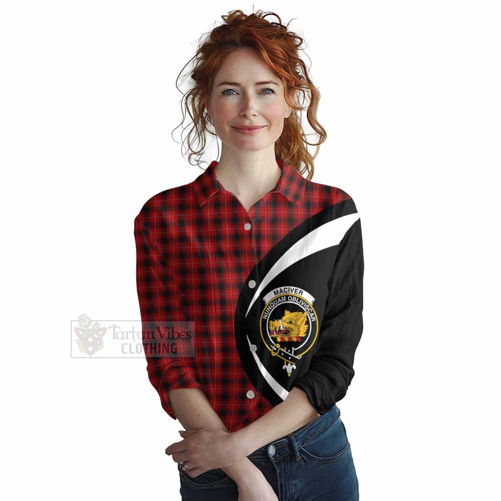 Tartan Vibes Clothing MacIver (McIver) Tartan Women's Casual Shirt with Family Crest Circle Style