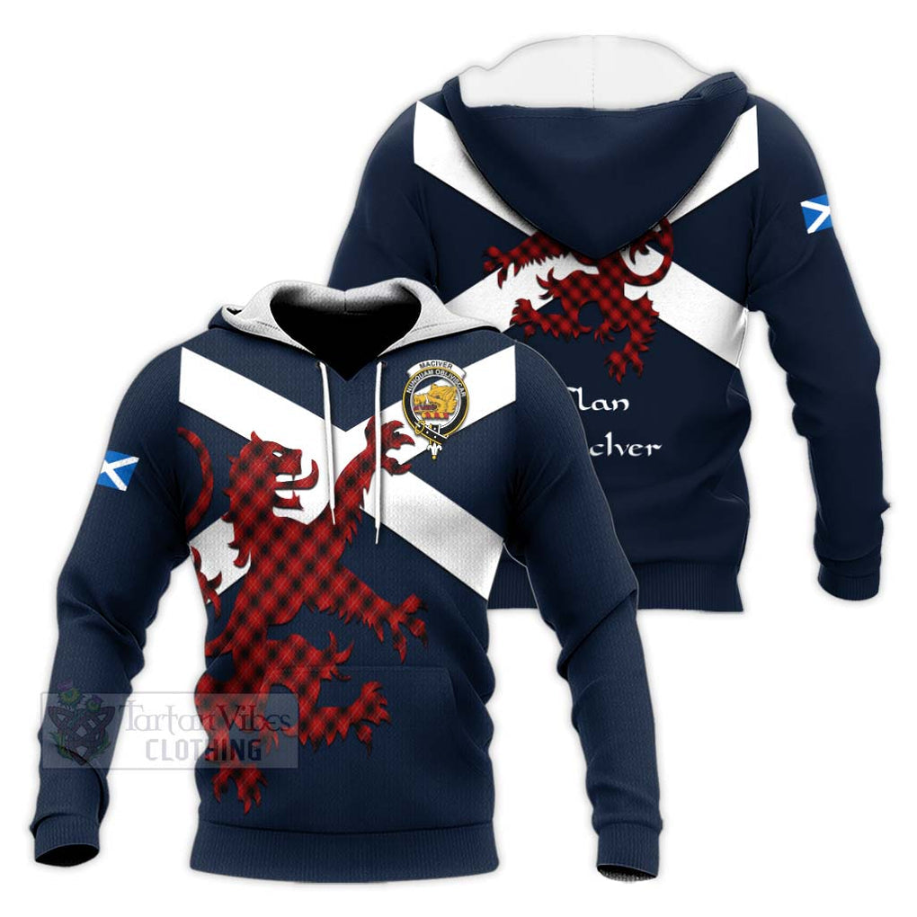 Tartan Vibes Clothing MacIver (McIver) Tartan Lion Rampant Knitted Hoodie – Proudly Display Your Heritage with Alba Gu Brath and Clan Name