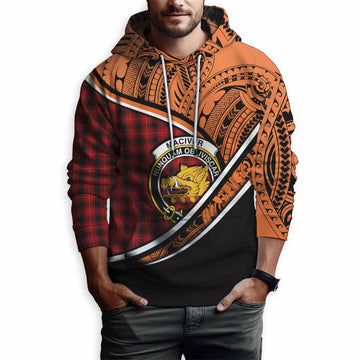 MacIver (McIver) Crest Tartan Hoodie with Polynesian Vibes Style - Orange Version