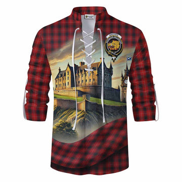 MacIver (McIver) Tartan Family Crest Ghillie Kilt Shirt with Scottish Ancient Castle Style Men - Tartan Vibes Clothing