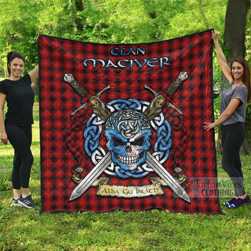 MacIver (McIver) Tartan Quilt with Celtic Skull Alba Gu Brath Style