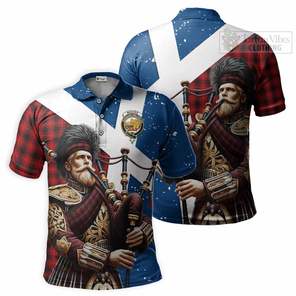 Tartan Vibes Clothing MacIver (McIver) Tartan Polo Shirt with Family Crest Scottish Bagpiper Vibes